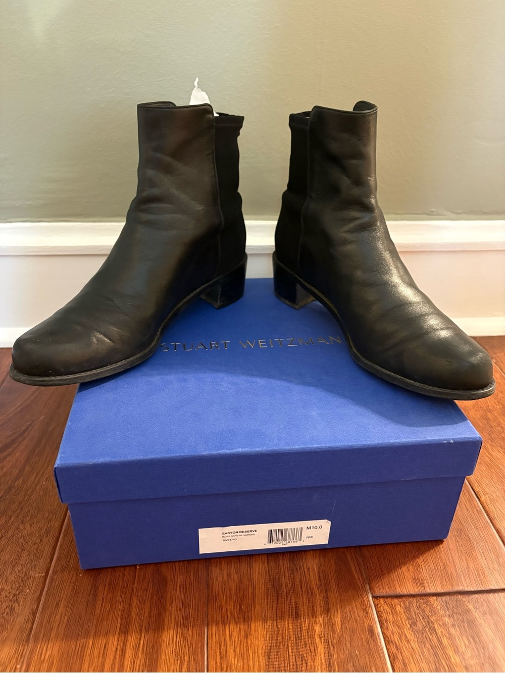 Stuart Weitzman Black Leather Easton Reserve Ankle Boots